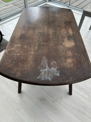 Spisebord, Træ , Retro mørk lak, skal slibes/males , b: 112 l: 112, Retro rundt klapbord, med 2 klap