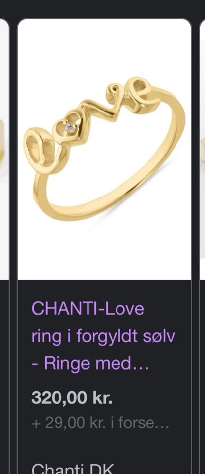 Ring, sølv, Chanti/ love