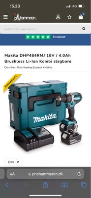 Bor, Makita, Sælger denne stort set ubrugte skruemaskine med slag, fra makita ink 2 batterier og opl