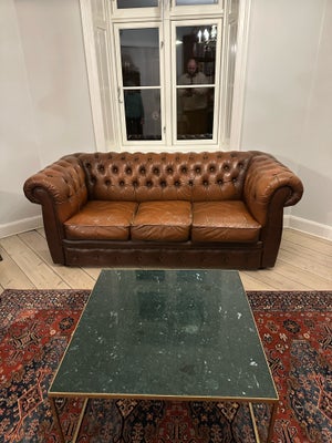 Sofa, læder, 3 pers. , Dublin Chesterfield Sofa, Rigtig flot cognac farvet Chesterfield læder sofa m