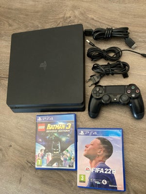 Playstation 4, Ps4 slim 1000GB, Ps4 slim med 1000 GB
Som er en god ting 
Virker 100 % som det skal 
