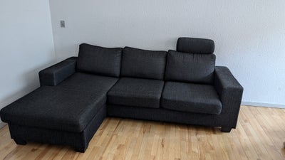 Chaiselong, stof, 3 pers. , Daells Bolighus, Antracitgrå chaiselong sofa som er vendbar i rigtig god