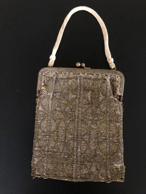Festtaske, Vintage, metallic, Antik taske lavet af guld- og sølvtråd i et meget spændende mønster. F