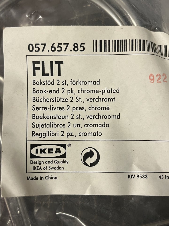 SOLGT - FLIT bogstøtter - 6 stk. , IKEA