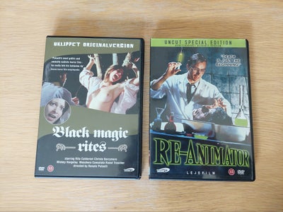 Re-animator og Black Magic Rites, DVD, gyser, To sjældne fra Another World Entertainment, pæn stand 