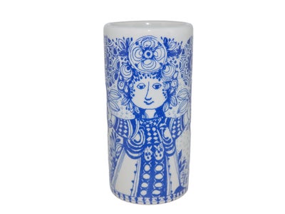 Porcelæn, Vase, Bjørn Wiinblad, Bjørn Wiinblad blå Flora vase 12 cm. høj. Ny i æske.
Afhentning, sen