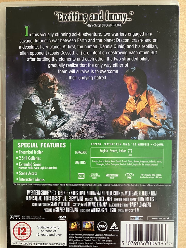 Enemy Mine , instruktør Wolfgang Petersen, DVD