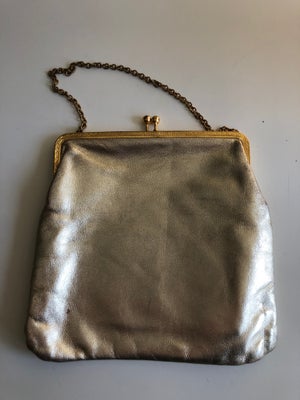 Clutch, Vintage, læderlook, Skøn lille vintage ‘guld’ taske med hank, perfekt til at sætte prikken o