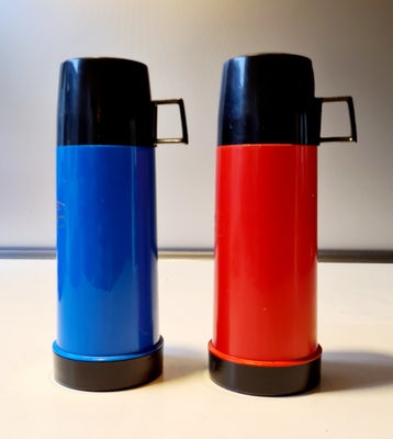 2 Retro Thermokander, Themos, 2 flotte Retro Thermokander 1 rød og 1 blå til varme eller kolde drikk