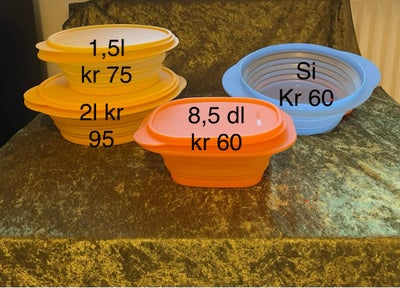 Mini-Max sammenfoldelige skåle, Tupperware, Ubrugte skåle/bokse fra Tupperware, der kan foldes ud ti