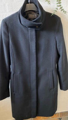 Frakke, str. 38, Esprit ,  Sort,  Næsten som ny, Frakke med uld fra ESPRIT, st. M med lynlås og knap