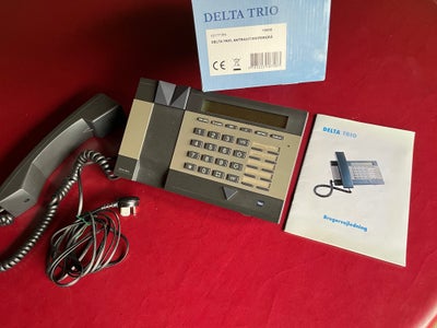 Bordtelefon, Delta Trio, Farve: antrasit/skifergrå, Gammelt fastnet apparat med original brugervejle