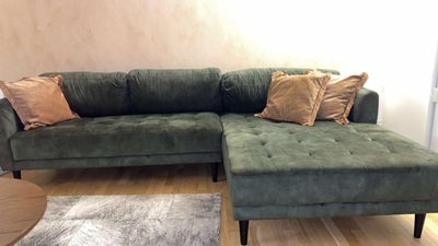 Chaiselong, velour, Elegant og enkelt designet sofa fra Daells Bolighus. Kvittering haves, men medfø