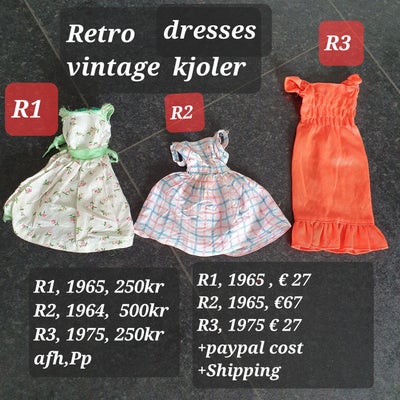 Barbie, Retro vintage  barbie  kjoler fra 1965, Barbie kjoler fra 1965

Se foto 
Afh I Næstved 

Sen
