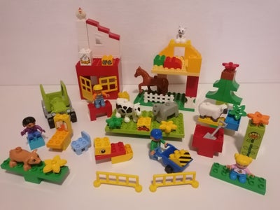 Lego Duplo, Bondegård, Dyr, Mennesker, Små plader samt forskellige klodser og figurer som vist på bi