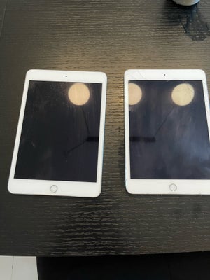 iPad mini, hvid, Sælger 2 stk iPad mini. 
Den ene er skærmen ødelagt på, se billede. 
Den er mere el