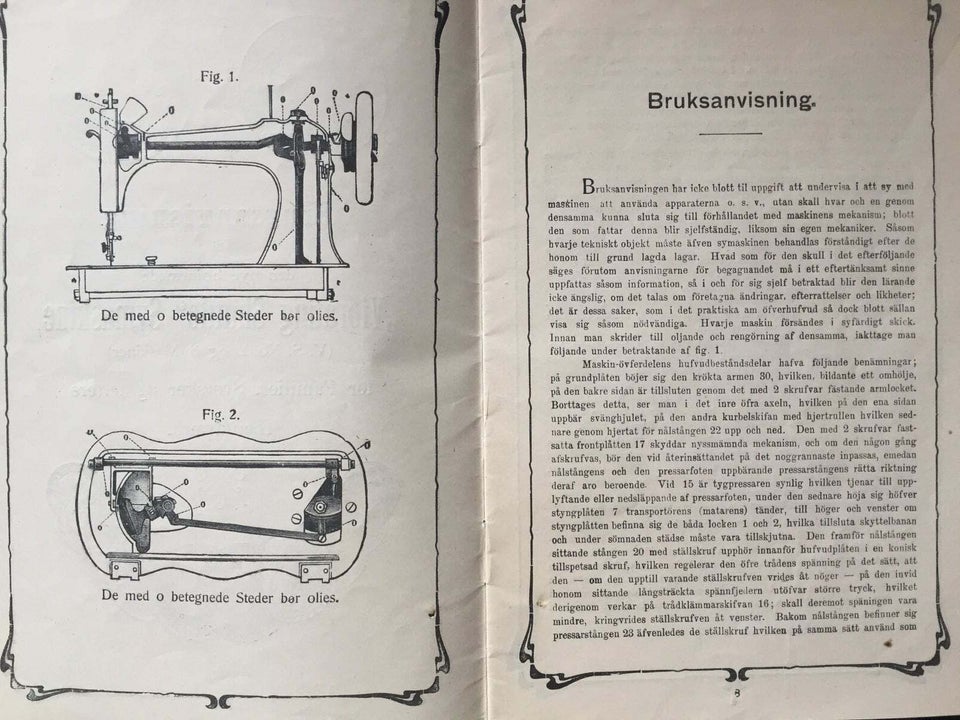 Tilbehør til symaskine, ca. 1886 - Brugsanvisning: SINGER