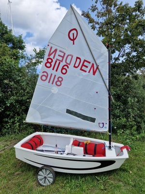 Optimistjolle, Opti-X, årg. 2006, NY PRIS! DEN 8146. Fin velsejlende opti i pæn stand, som er velegn
