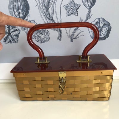 Anden håndtaske, Vintage, metallic, Meget fin unik vintage håndtaske fra 1940-50’erne . Mørkeblåt fo