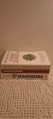 Farezonen 4, Mændene og pigerne,Marekors, Richard Preston,Joanna Trollope,Jo Nesbø, genre: roman, Fi