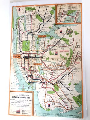 Kort, New York city subway map fra 1961
Måler: 46 x 30 cm
Originalt kort over New Yorks subway