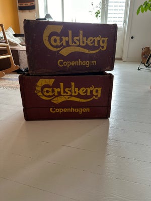Ølkasse, To styks gamle Carlsberg kasser. Samlet pris 