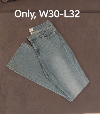 Jeans, Only, str. 30,  Blå,  Denim, stræk,  God men brugt, Fine strækbukser fra Only i bootcut
Størr