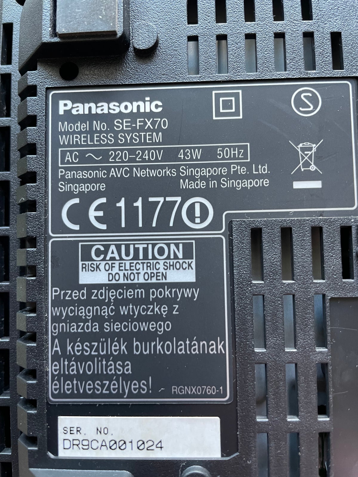 Panasonic, SE-FX70, God