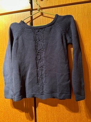 Bluse, strik sweater, Noa Noa, str. 128, Fin striksweater i bomuld marineblå m. snonings mønste på f