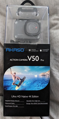 Action Camera, digitalt, AKASO, GoPro V50 Pro, Perfekt, GoPro aldrig brugt og uåbnet til salg.

Se s