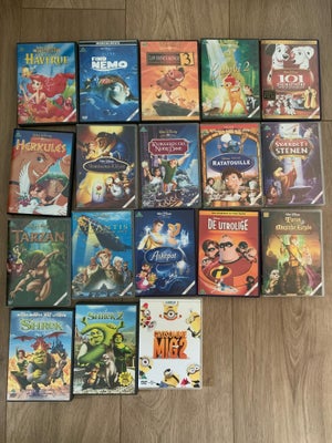 Tegenfilm sælges , DVD, tegnefilm, 15 forskellige Disney + Dreamworks tegnefilm sælges. 
Alle virker