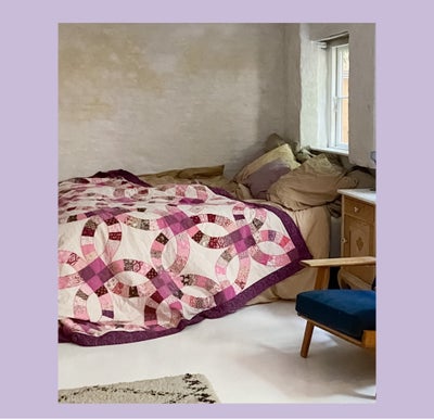 Sengetæppe, Bomuld, b: 285 l: 320, Kæmpe stort quilt (quiltet) patchwork tæppe i en såkaldt weddingq