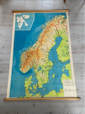 Landkort, Flot skolekort over Skandinavien. Gammelt men i ret god stand. Få krakeleringer som kan se