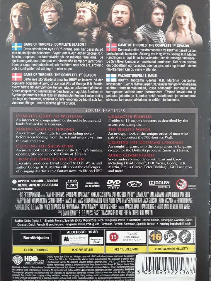 Game of Thrones sæson 1-4, DVD, TV-serier