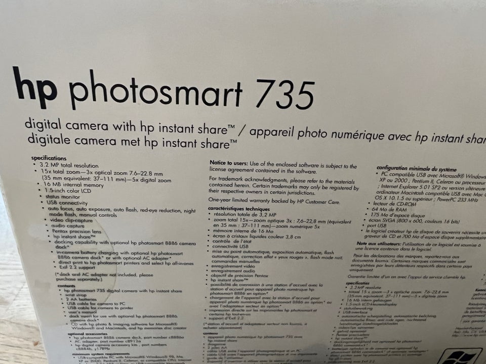 Andet, HP photosmart 735, 3,2 x optisk zoom