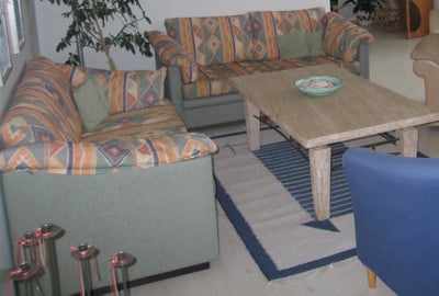 Sofagruppe, bomuld, 2 pers. , Ilva, 2 topersoners sofaer á 180 cm med grønligt betræk og aftagelige 