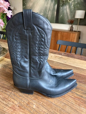 Støvler, str. 38, Sendra,  Sort,  Læder,  Næsten som ny, Cowboy støvler
Western boots