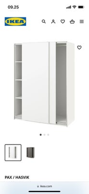 Garderobeskab, Ikea Pax, b: 150 d: 66 h: 236, Ikea pax skab i god stand. 

Der medfølger skydelåger,
