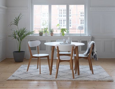 Spisebord, ring/sms 61224481, mærke: Arven, materiale: hvid laminatbordplade Dia/Ø120cm, H:75cm, 4 t