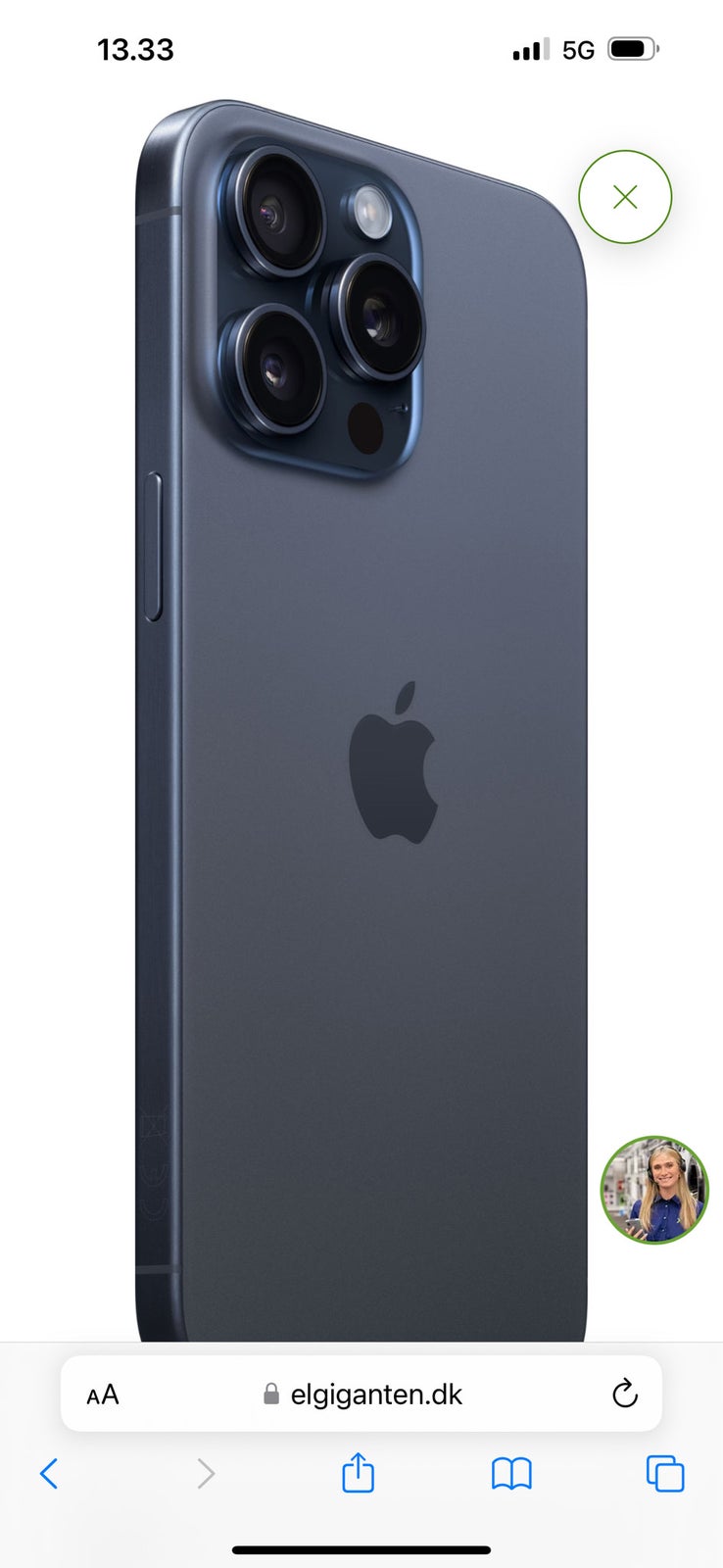 iPhone 15 Pro Max, 256 GB, blå