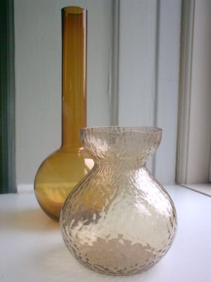 Glas, Løgglas hyacinth vase 1960 Dansk Design, Kastrup Glas, RETRO i fin champagne gul farve. Strukt