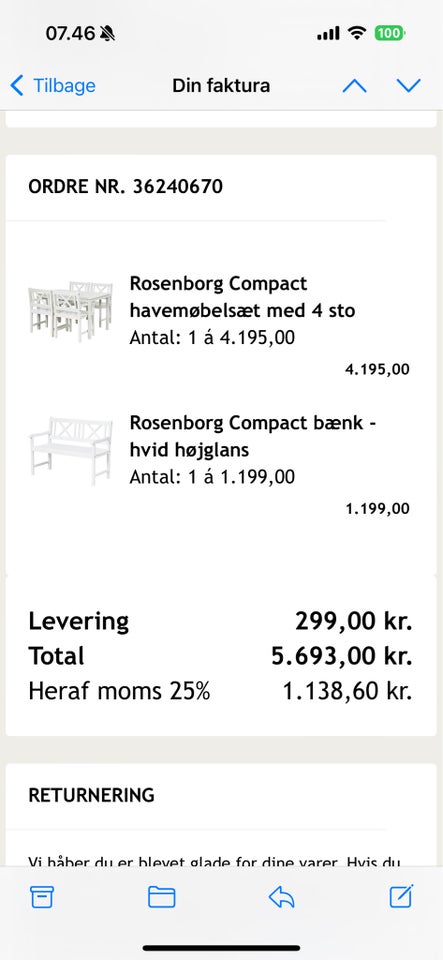 Bordbænkesæt, Rosenborg