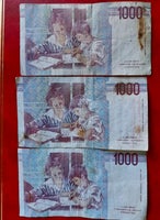 Vesteuropa, sedler, 1000 x 3