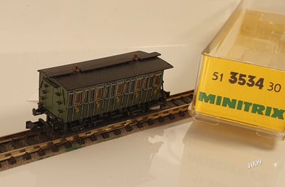 Modeltog, JH-N 1009 Minitrix Personvogn 3544 "Oltimer", skala N, brugt "Oldtimer" personvogn
Ingen b