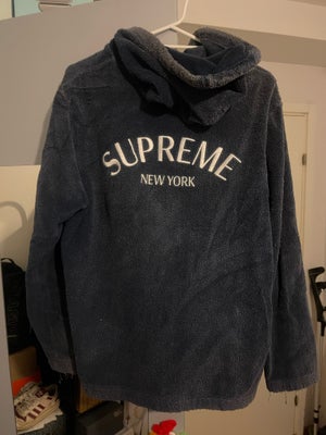 Cardigan, Supreme, str. M,  Mørke blå,  God men brugt, Supreme terry zip-up hoddie 2017