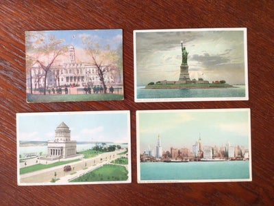 Postkort, 4 antikke postkort fra New York fra ca 1912, Velholdte postkort 
- New York City Hall. Byg