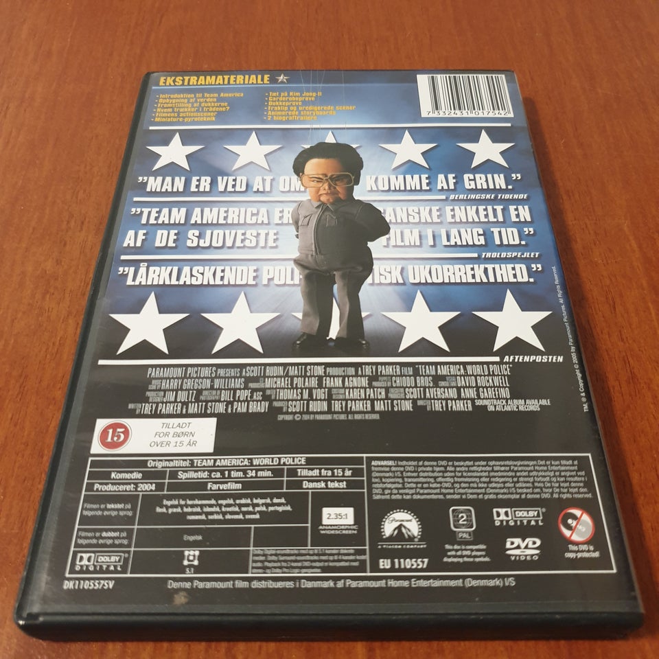 TEAM AMERICA - World Police, instruktør Trey Parker, DVD