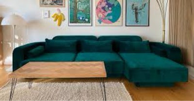 Chaiselong, velour, 3 pers. , Formela 1 twin velvet chaiselong green, Sælger denne skønne sofa, næst