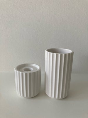 Porcelæn, Vase og lysestage, Lyngby, 12 cm høj lyngby vase og 7,5 cm høj lysestage.
Sælges samlet.
