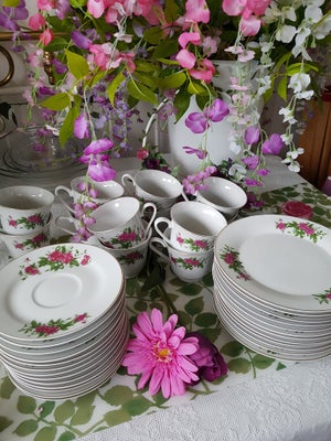 Porcelæn, kaffekopper, Smukke blomstrede kaffekopper m. underkopper og sidetallerken
12 par 250 kr